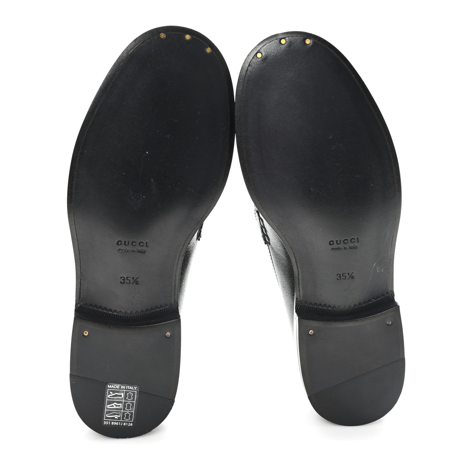 Gucci Goatskin Womens Logo 15mm Loafers 35.5 Black 6 of 10
