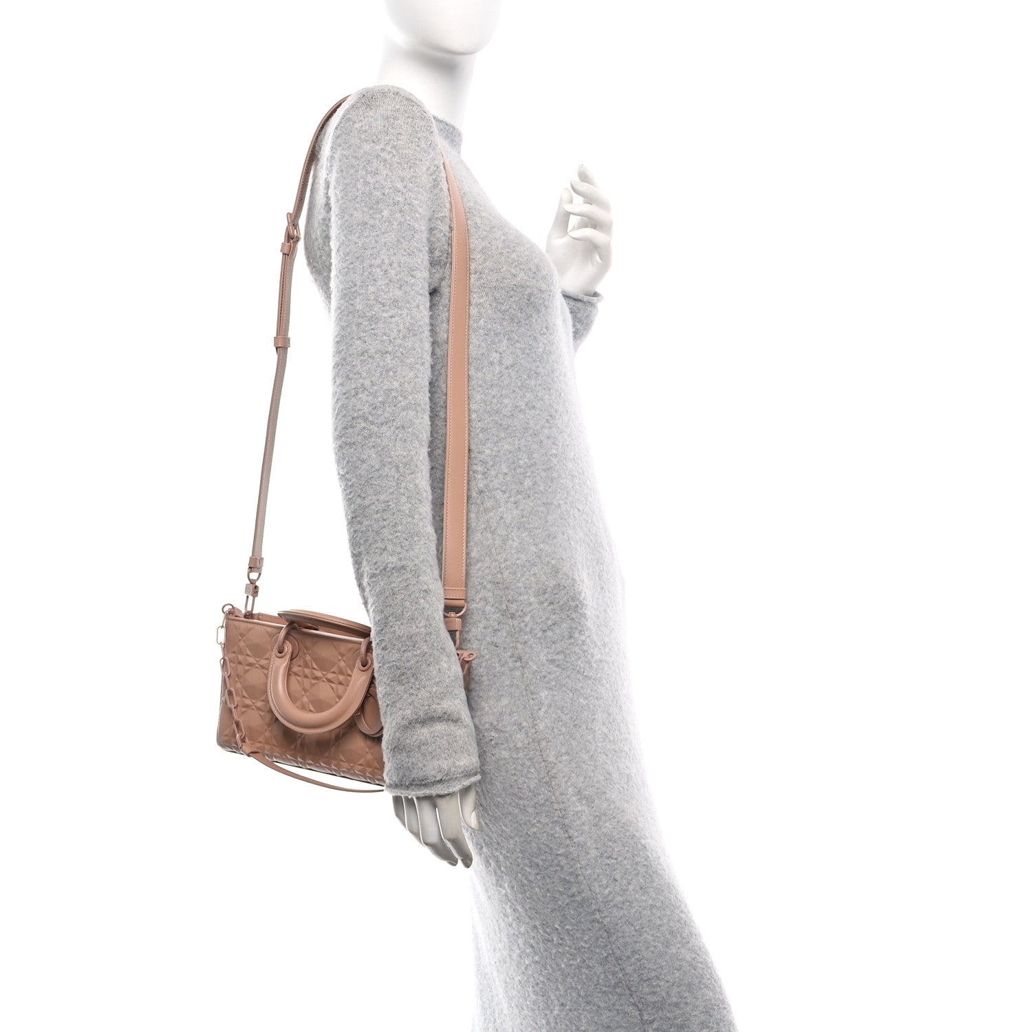 Christian Dior Calfskin Cannage Diamond Medium Lady D-Joy Rose Des Vents 2 of 10