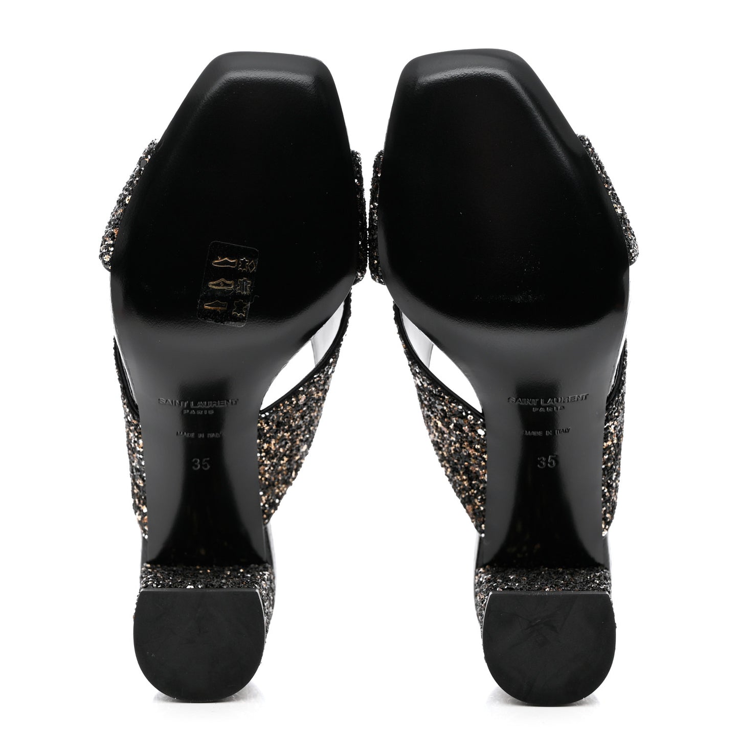 Glitter LouLou 70 Mule Sandals 35 Black Gold