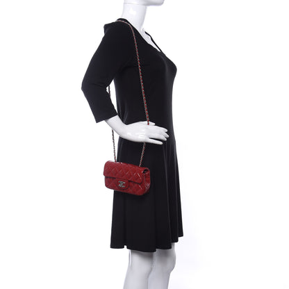 Chanel Patent Calfskin Quilted Extra Mini Rectangular Flap Red 2 of 10