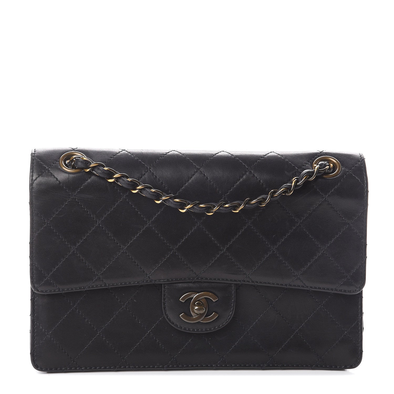 Chanel Calfskin Stitched Medium Single Flap Black 1 of 9