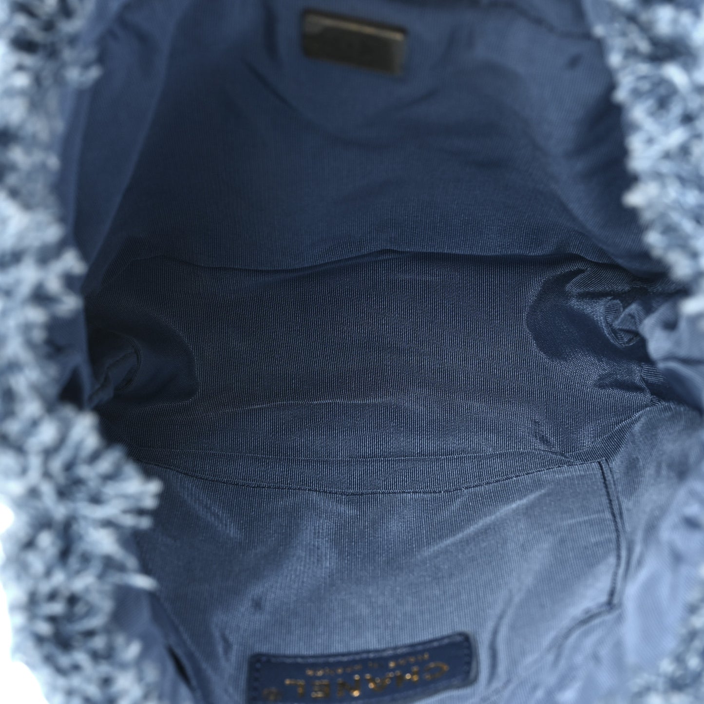 Denim Quilted Small Mood Bucket With Chain Blue Multicolor