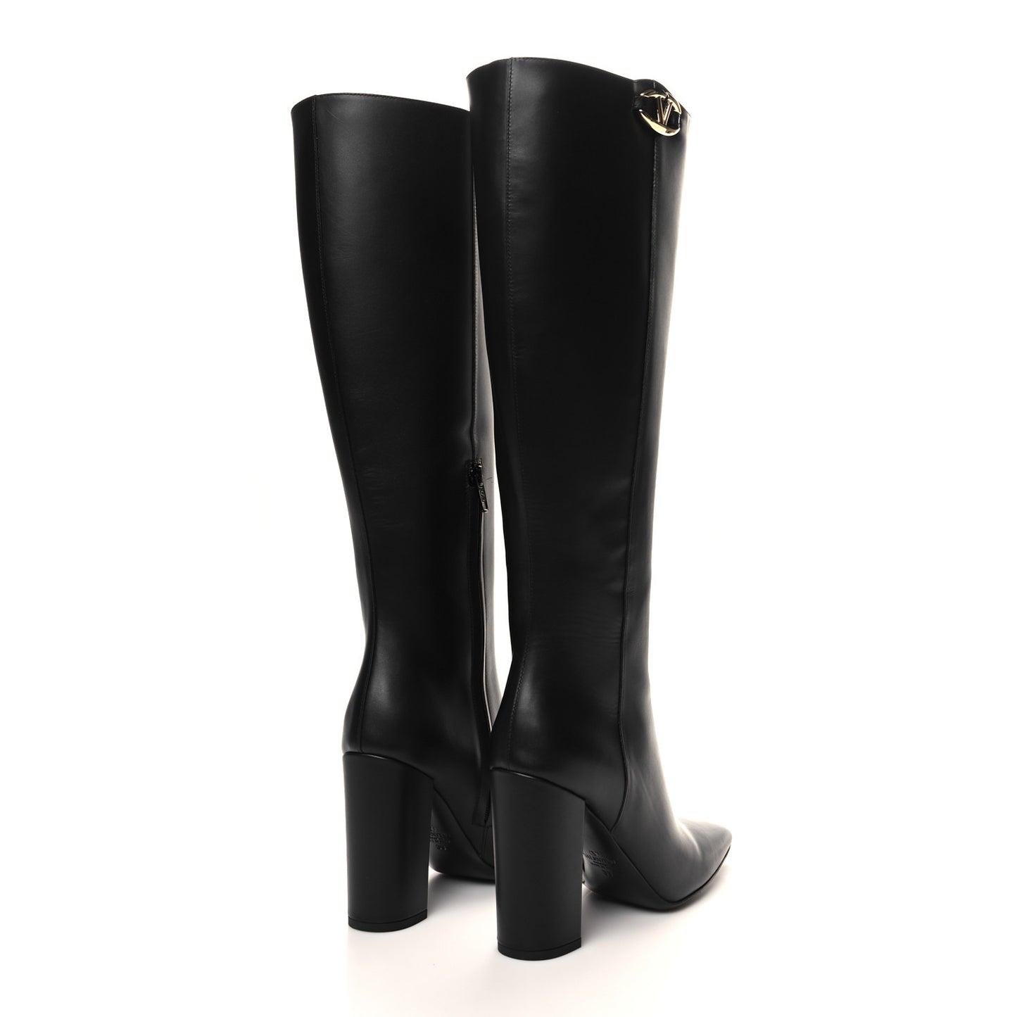 Calfskin Vlogo The Bold Edition Knee High 85mm Boots 39 Black