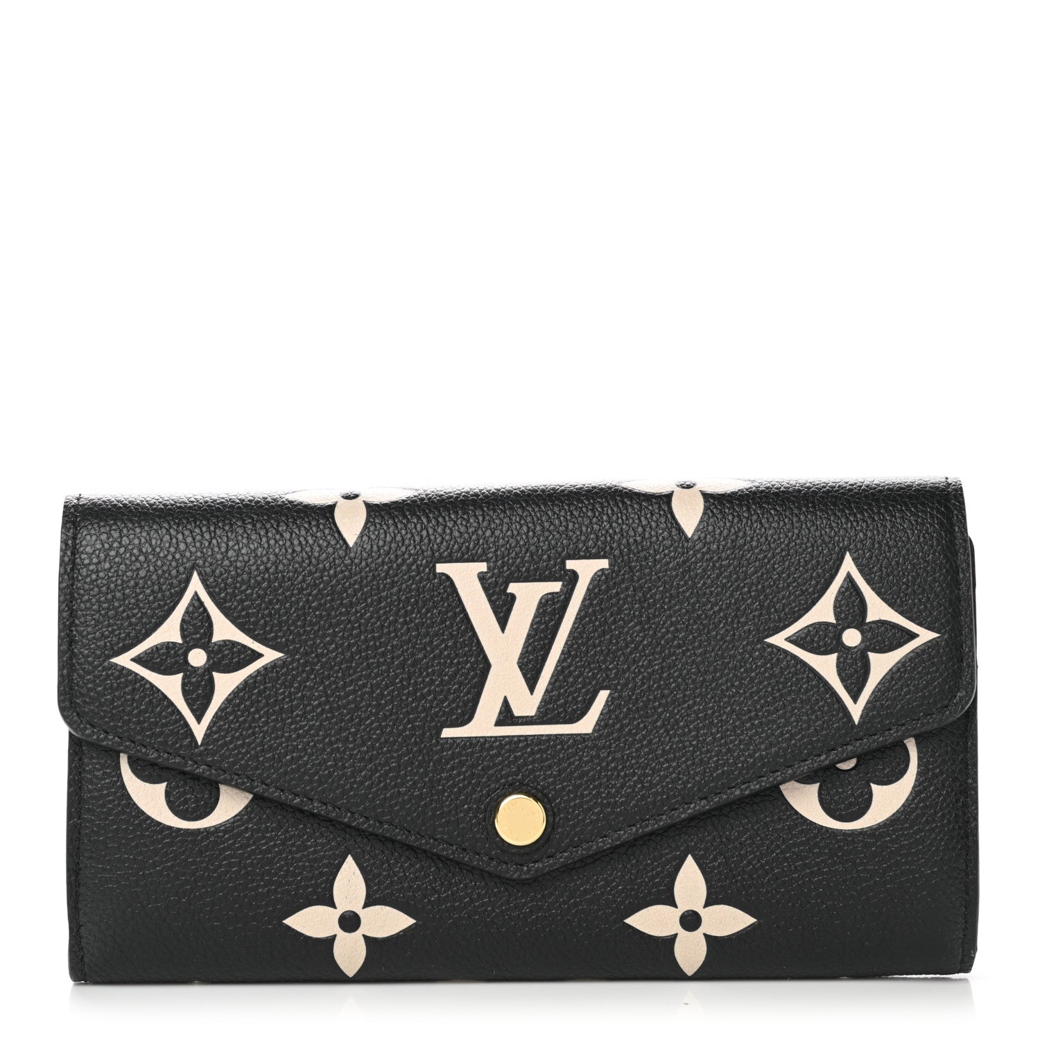 Louis Vuitton Monogram Empreinte Giant Sarah Wallet Black Beige 1 of 6