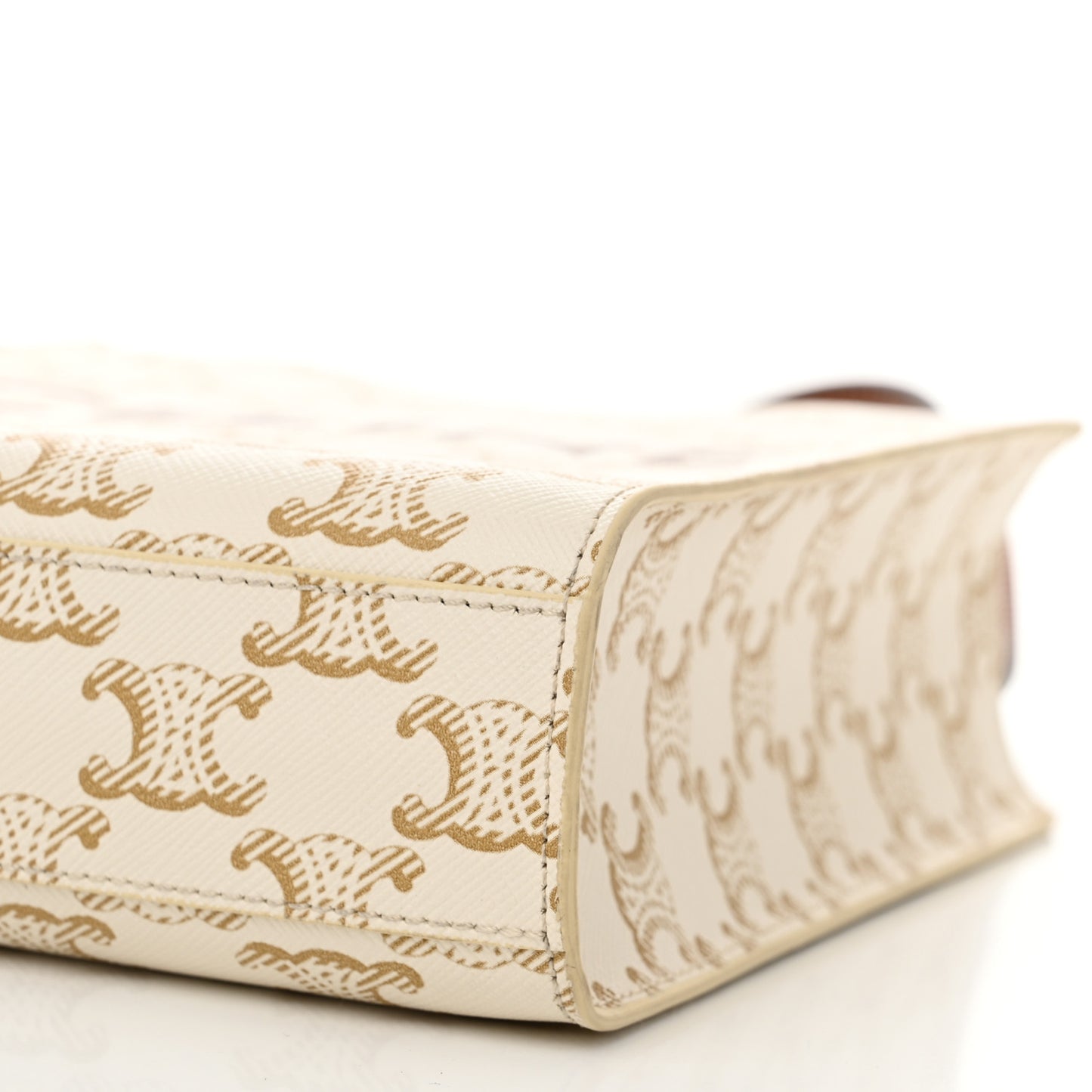 Triomphe Canvas Calfskin Mini Vertical Cabas White