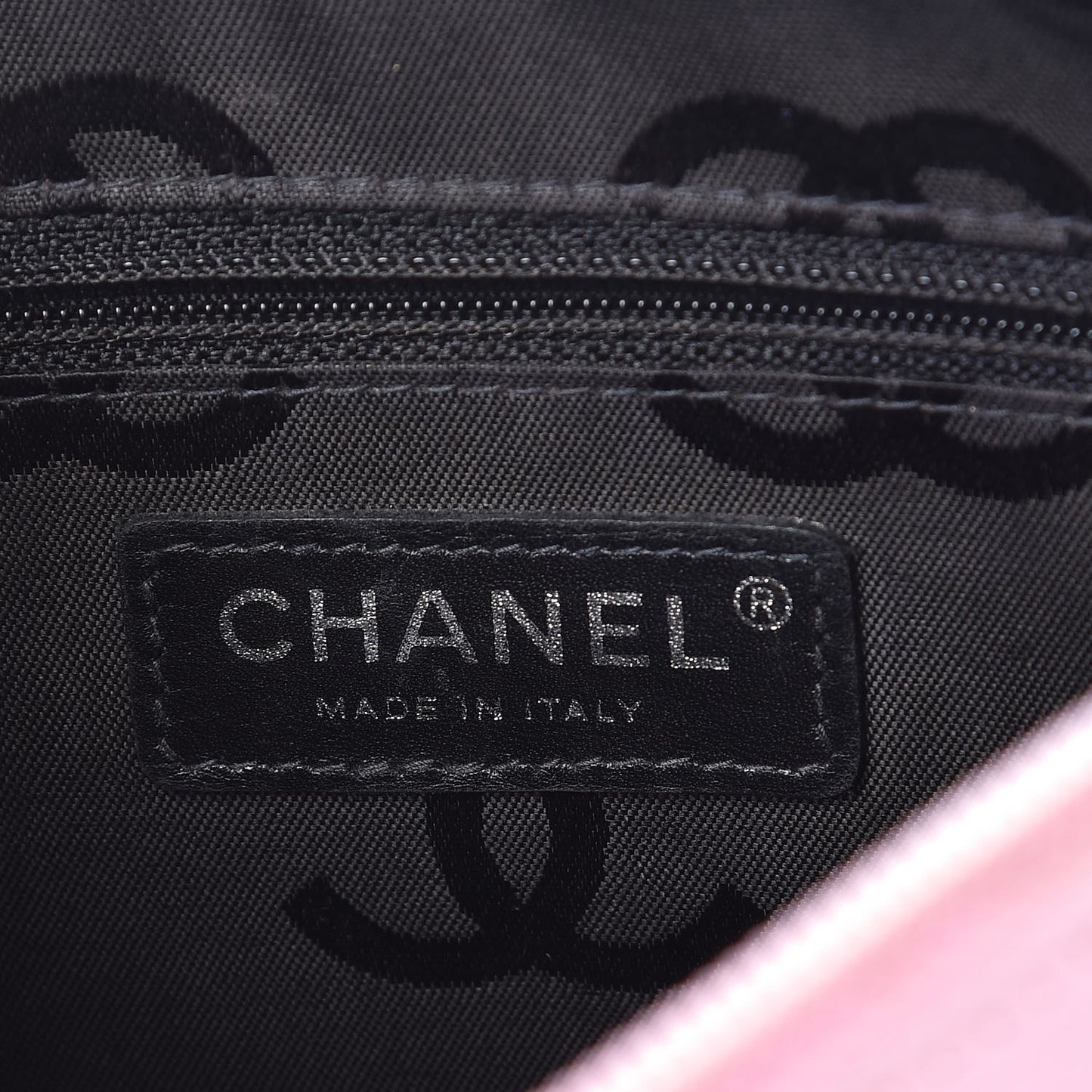 Calfskin Quilted Cambon Pochette Pink Black