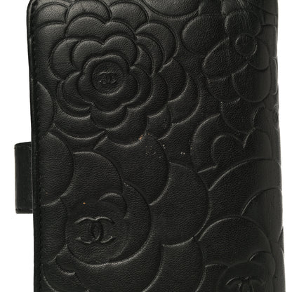 Chanel Lambskin Camellia Embossed Zipped Pocket Wallet Black 20 of 20