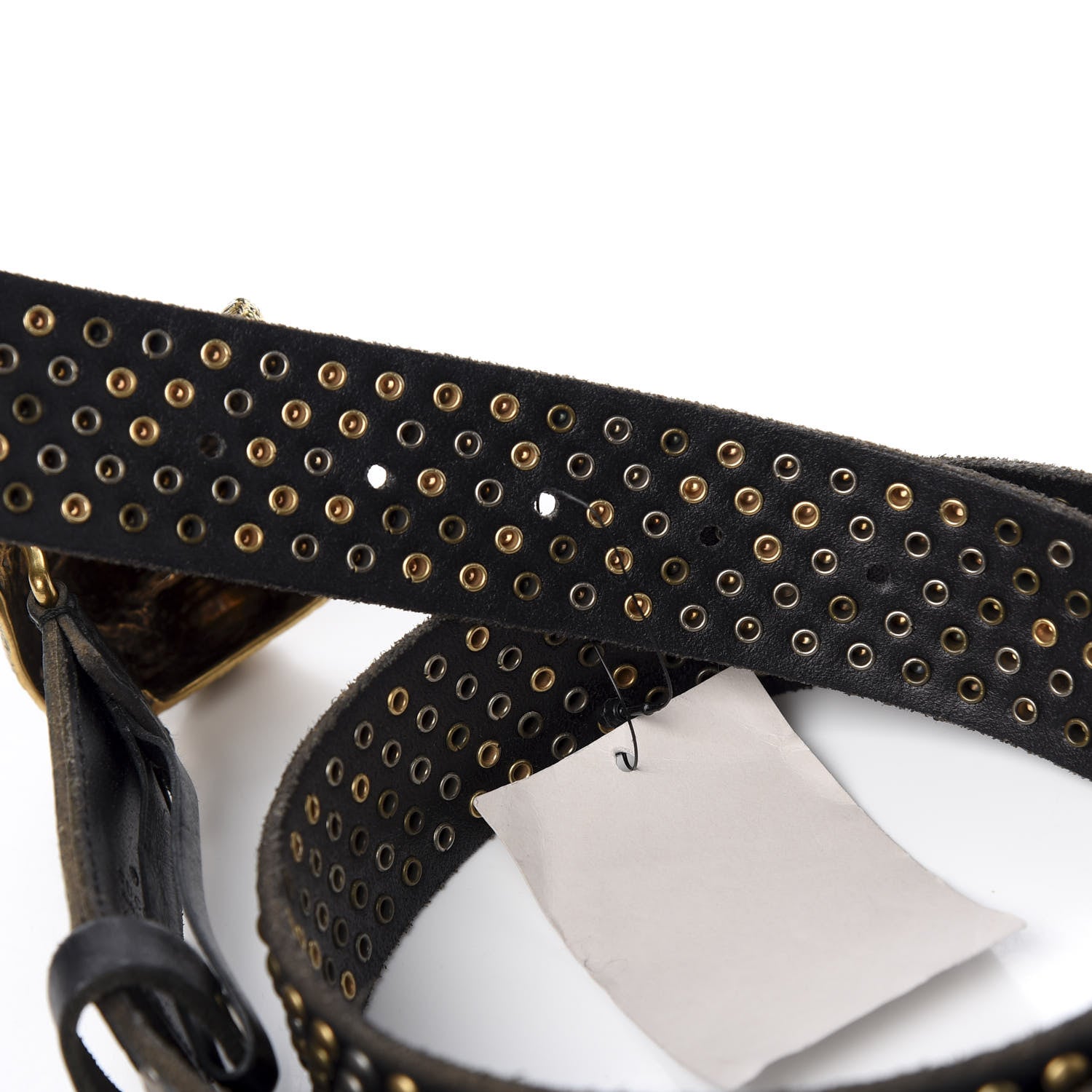 Gucci Calfskin Studded Feline Belt 90 36 Black 3 of 5