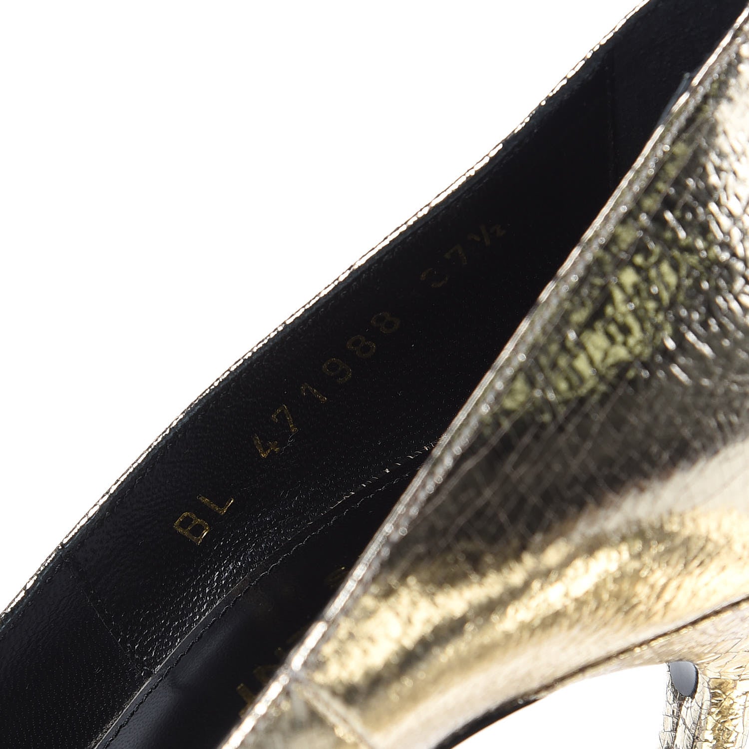 Saint Laurent Metallic Supercrack Calfskin Anja 150 Pumps 37.5 Gold 8 of 10