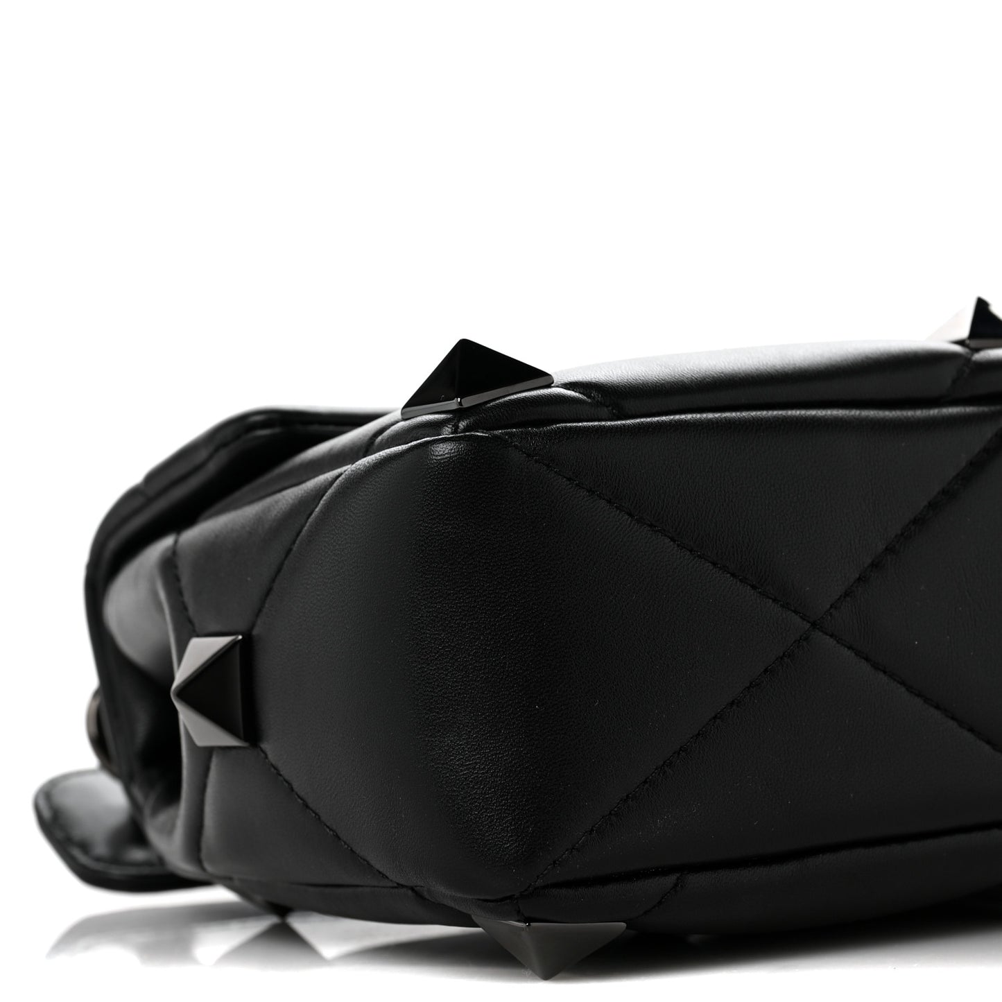 Nappa Monochrome Medium Roman Stud Shoulder Bag Black