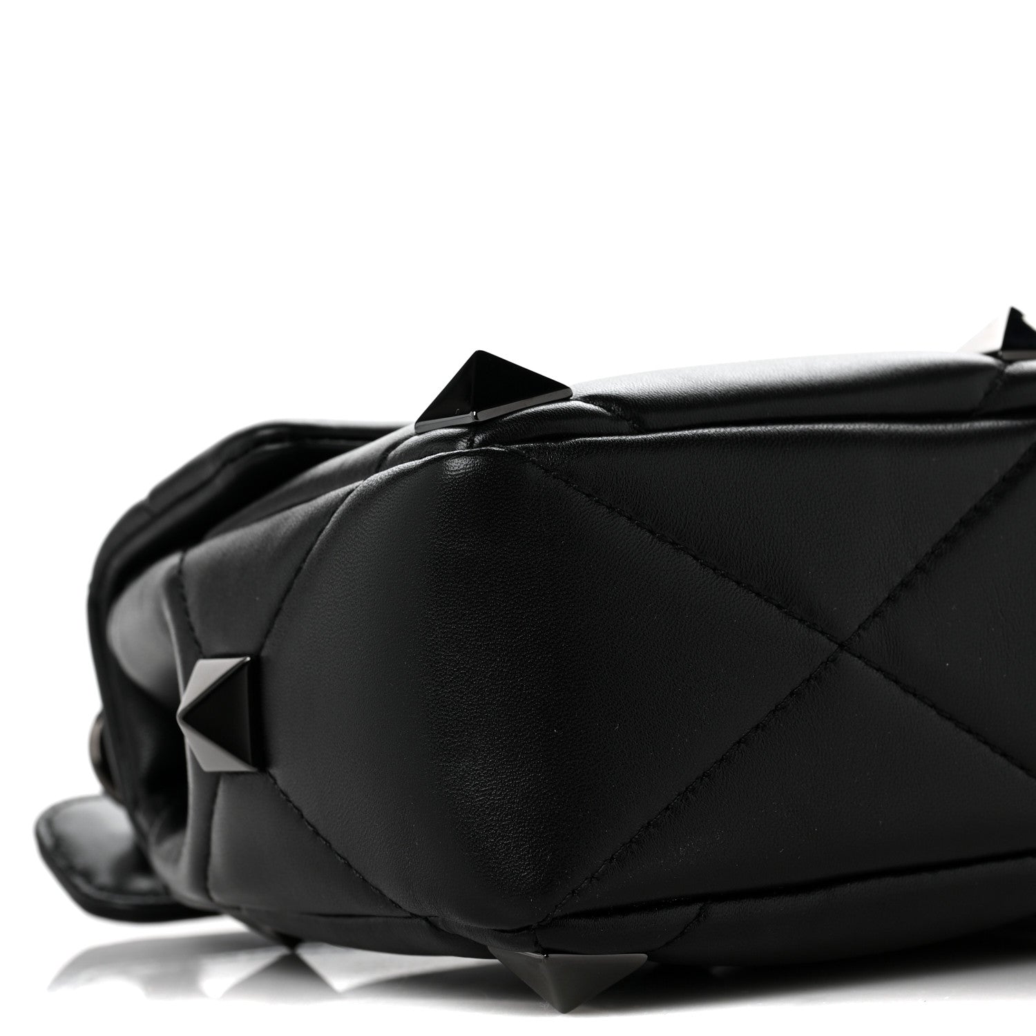 Valentino Garavani Nappa Monochrome Medium Roman Stud Shoulder Bag Black 7 of 8