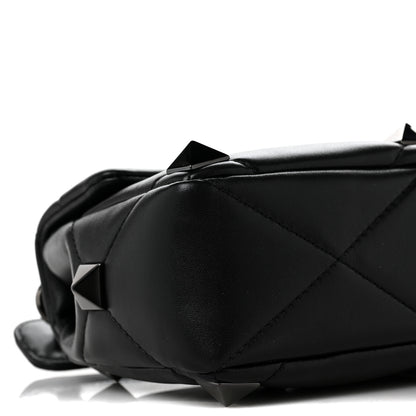 Valentino Garavani Nappa Monochrome Medium Roman Stud Shoulder Bag Black 7 of 8