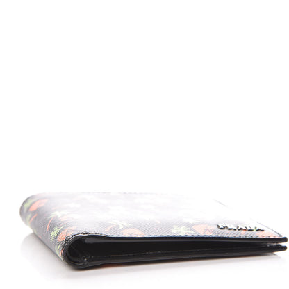 Prada Saffiano Palm Tree Bi-Fold Wallet Black 4 of 8