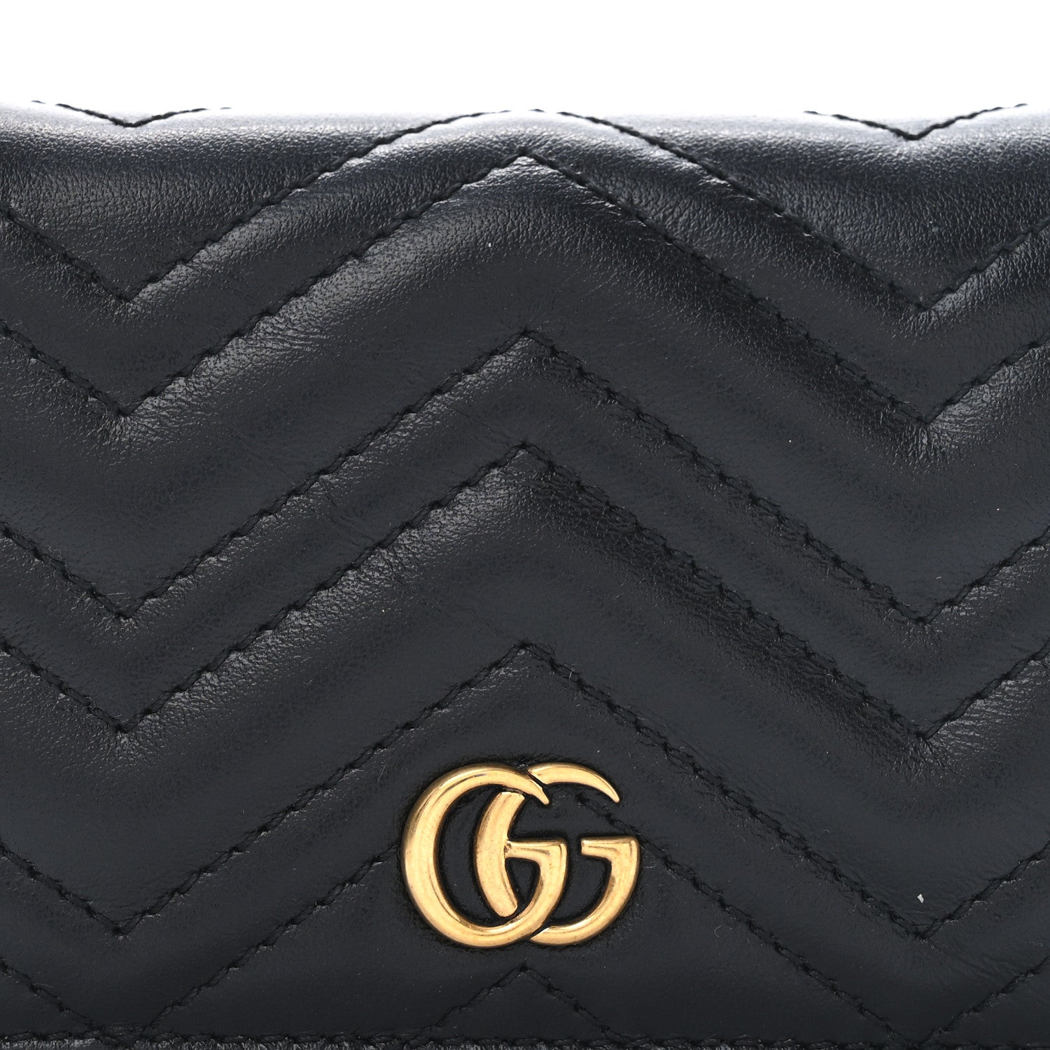 Gucci Calfskin Matelasse GG Marmont Card Case Wallet Black 5 of 9