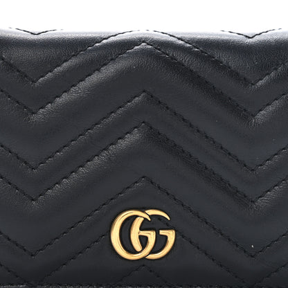 Gucci Calfskin Matelasse GG Marmont Card Case Wallet Black 5 of 9