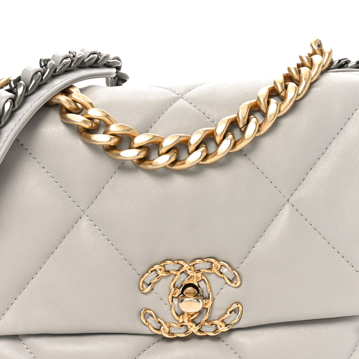 Lambskin Quilted Medium Chanel 19 Flap Grey