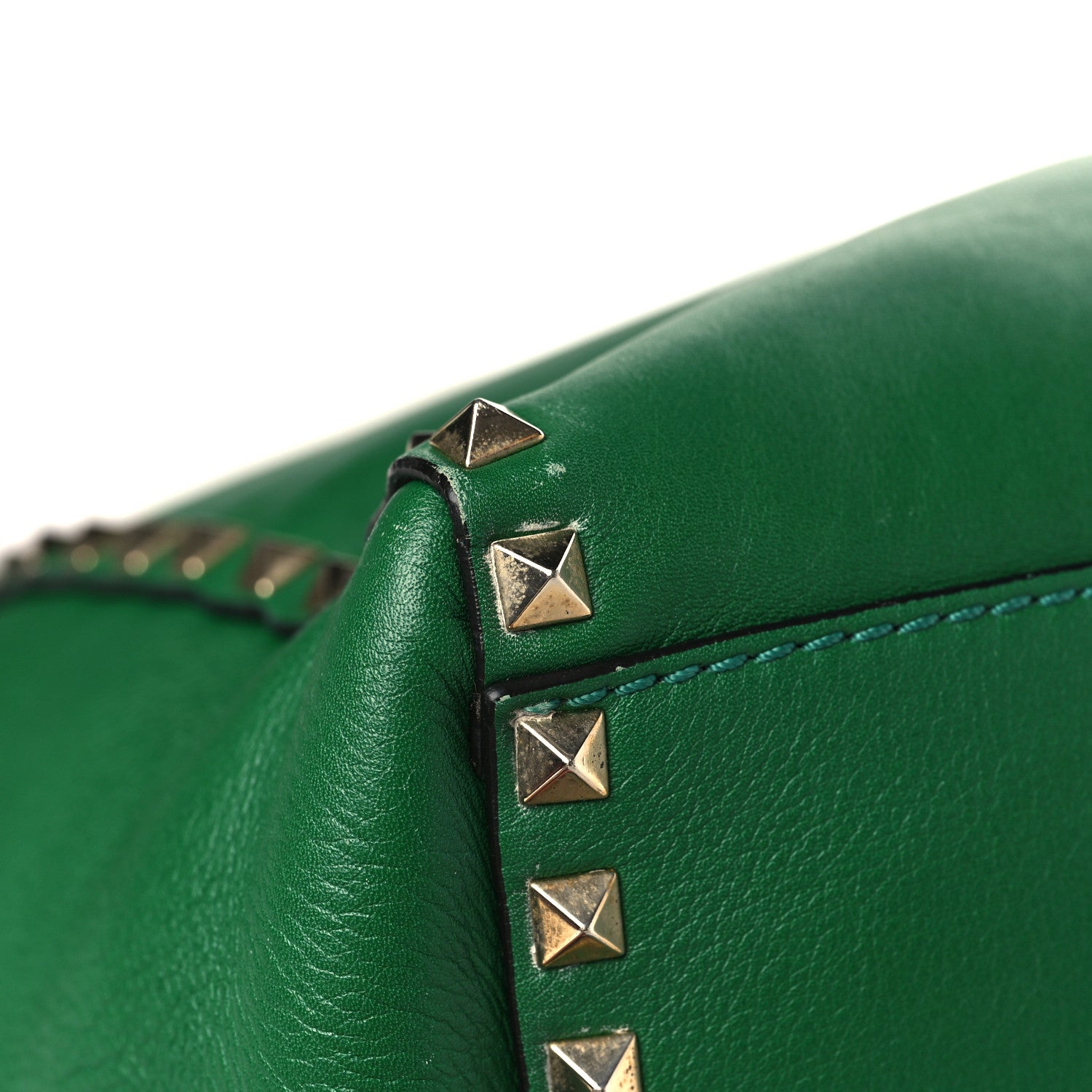 Valentino Garavani Vitello Rockstud Double Handle Tote Pop Green 9 of 11