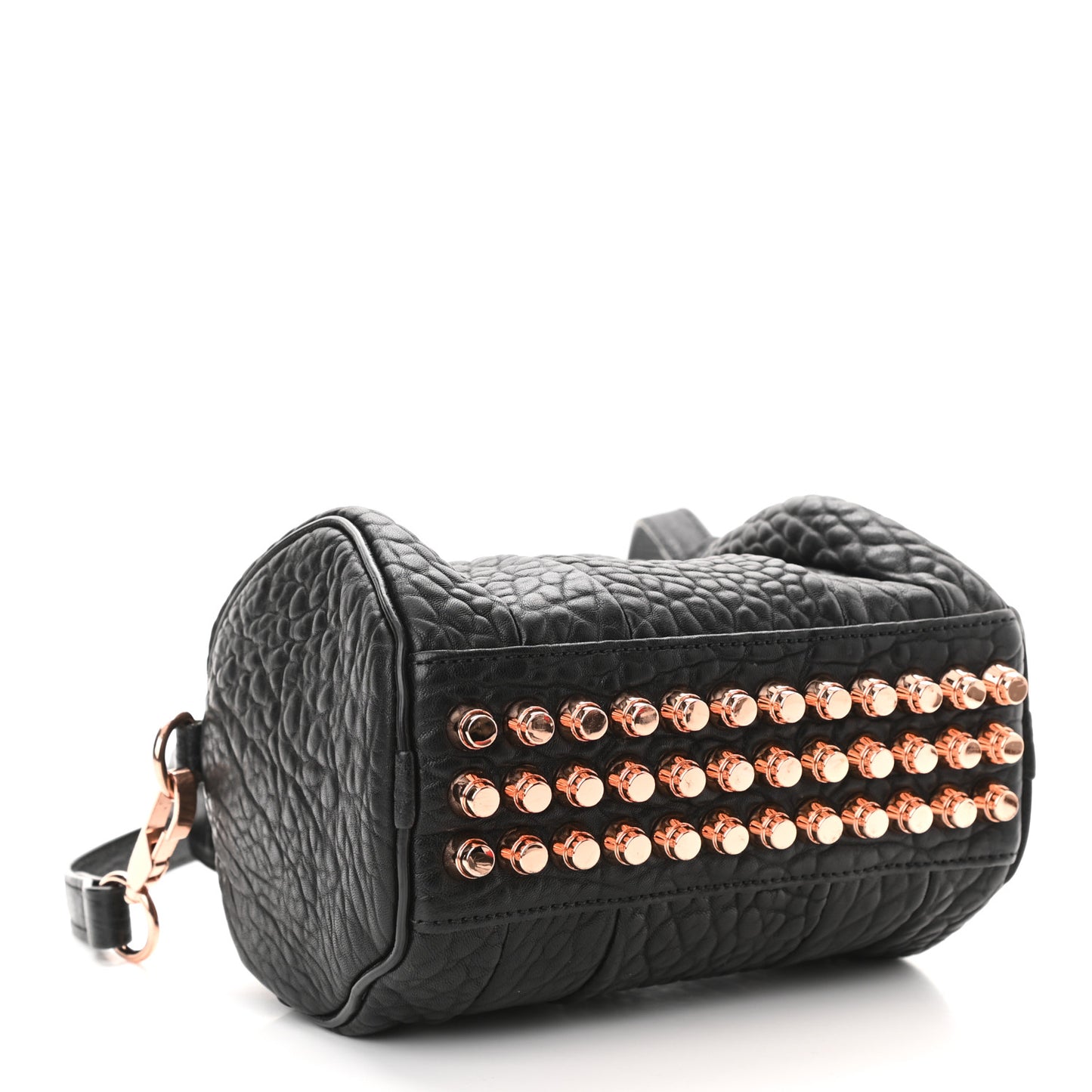 Pebbled Lambskin Mini Rockie Black Rose Gold Hardware