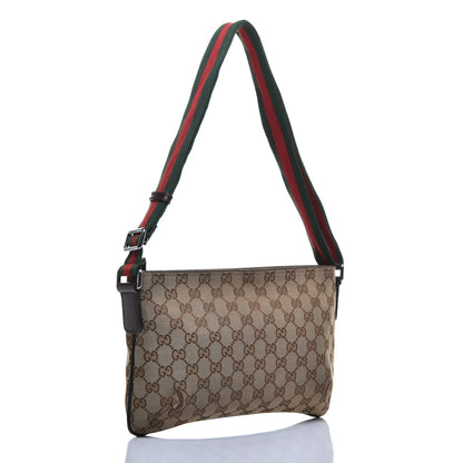 Gucci Monogram Web Small Flat Messenger Crossbody Dark Brown 3 of 10