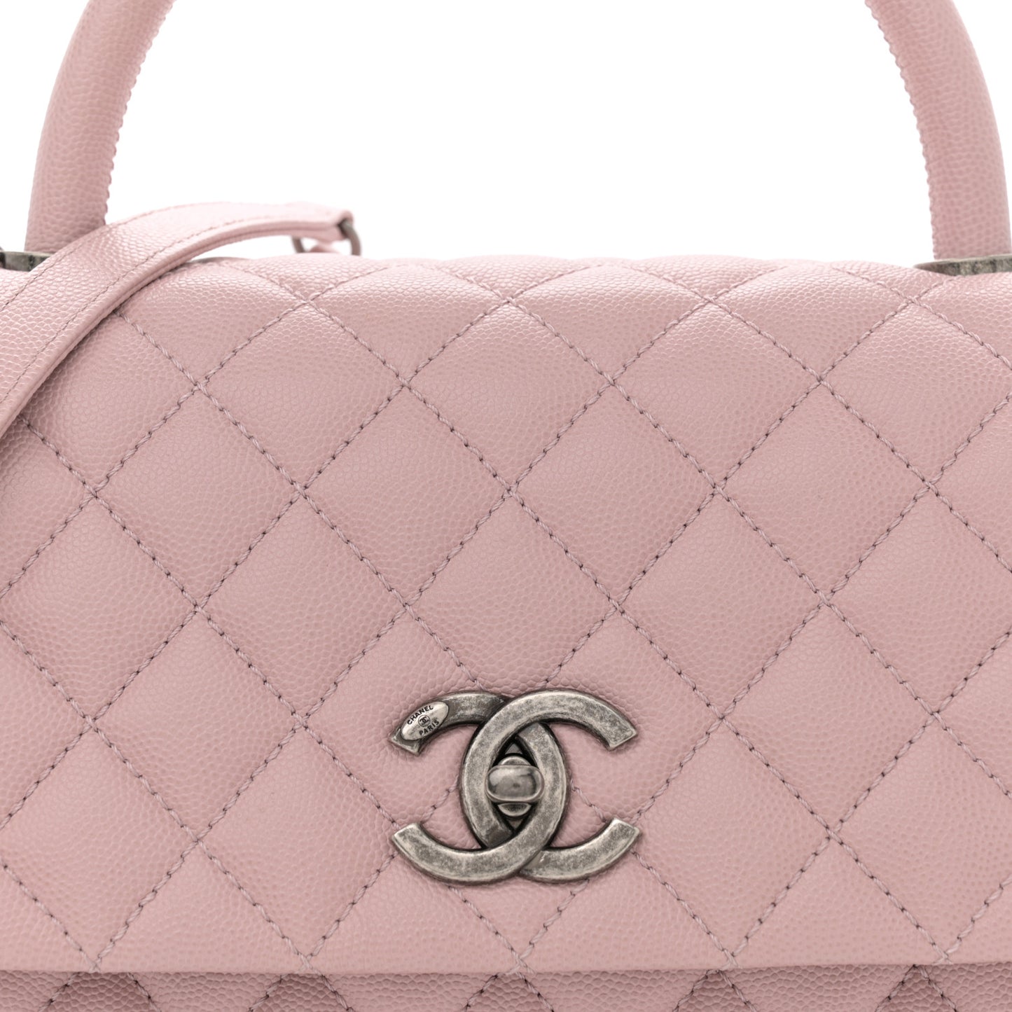 Caviar Quilted Medium Coco Handle Flap Light Pink