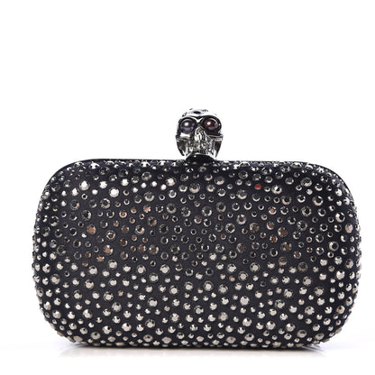 Alexander McQueen Silk Crystal Skull Box Clutch Black 1 of 8
