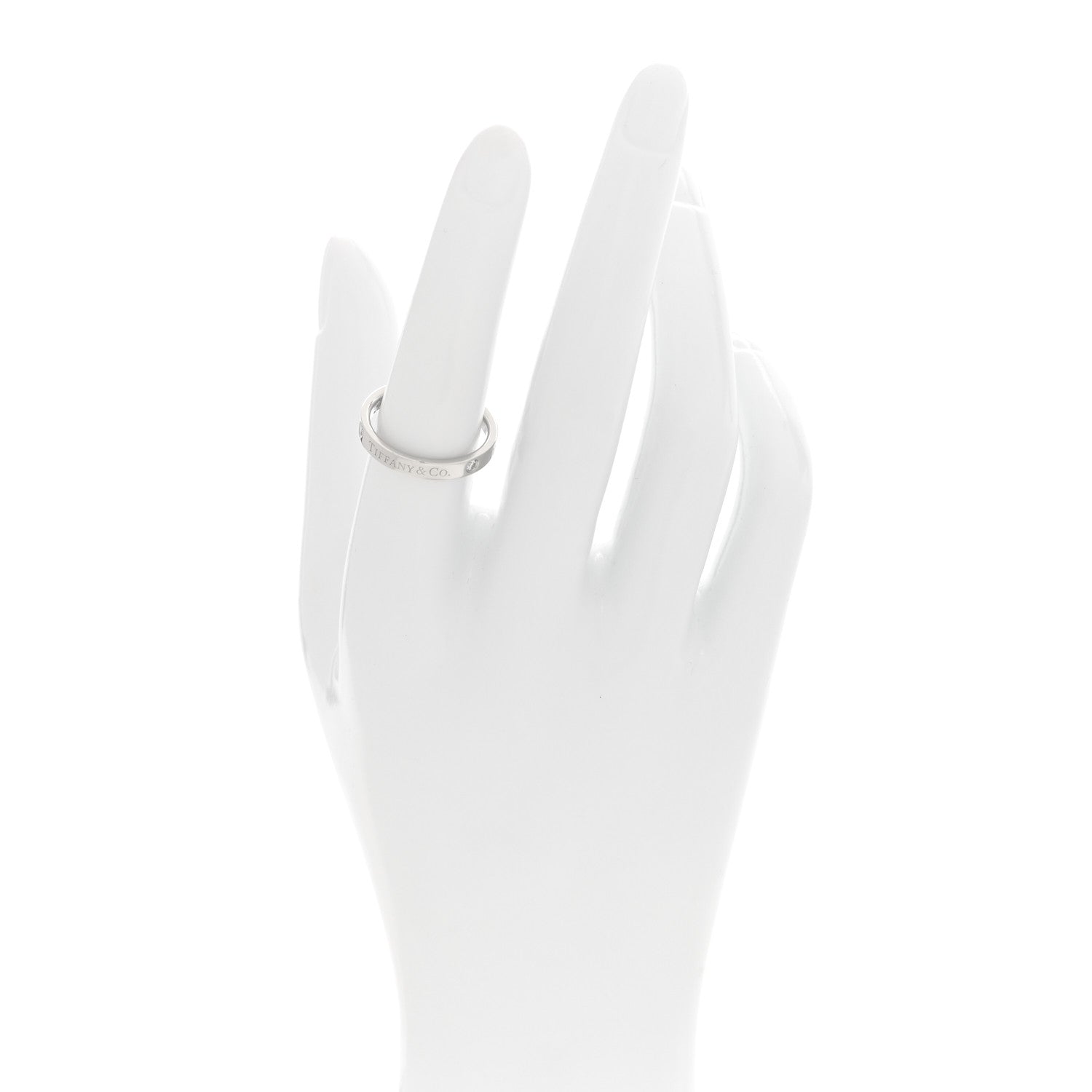 Tiffany Platinum Diamond Logo Band Ring 54 7 2 of 5