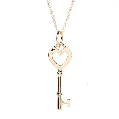Tiffany 18K Yellow Gold Mini Heart Key Pendant Necklace 4 of 8