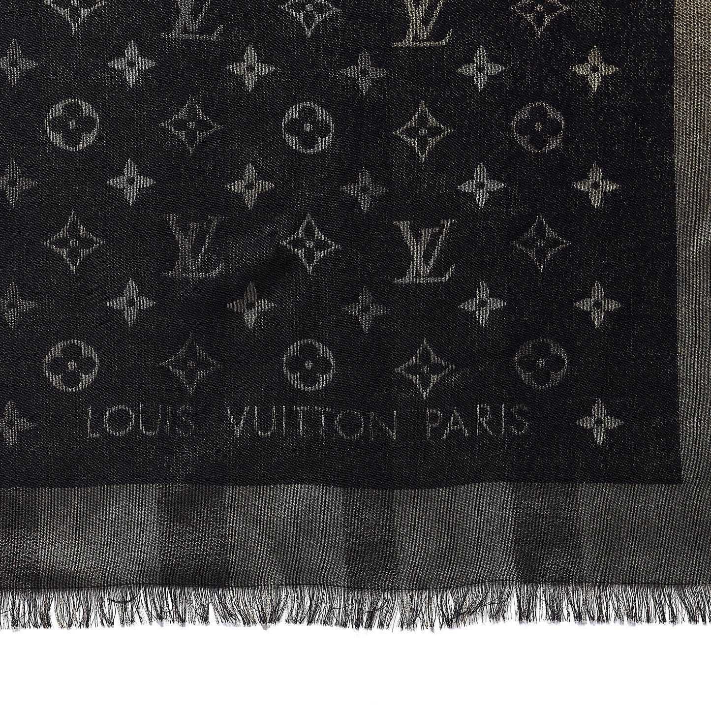 Silk Lurex Wool So Shine Monogram Shawl Black