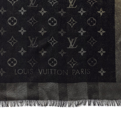 Louis Vuitton Silk Lurex Wool So Shine Monogram Shawl Black 4 of 4
