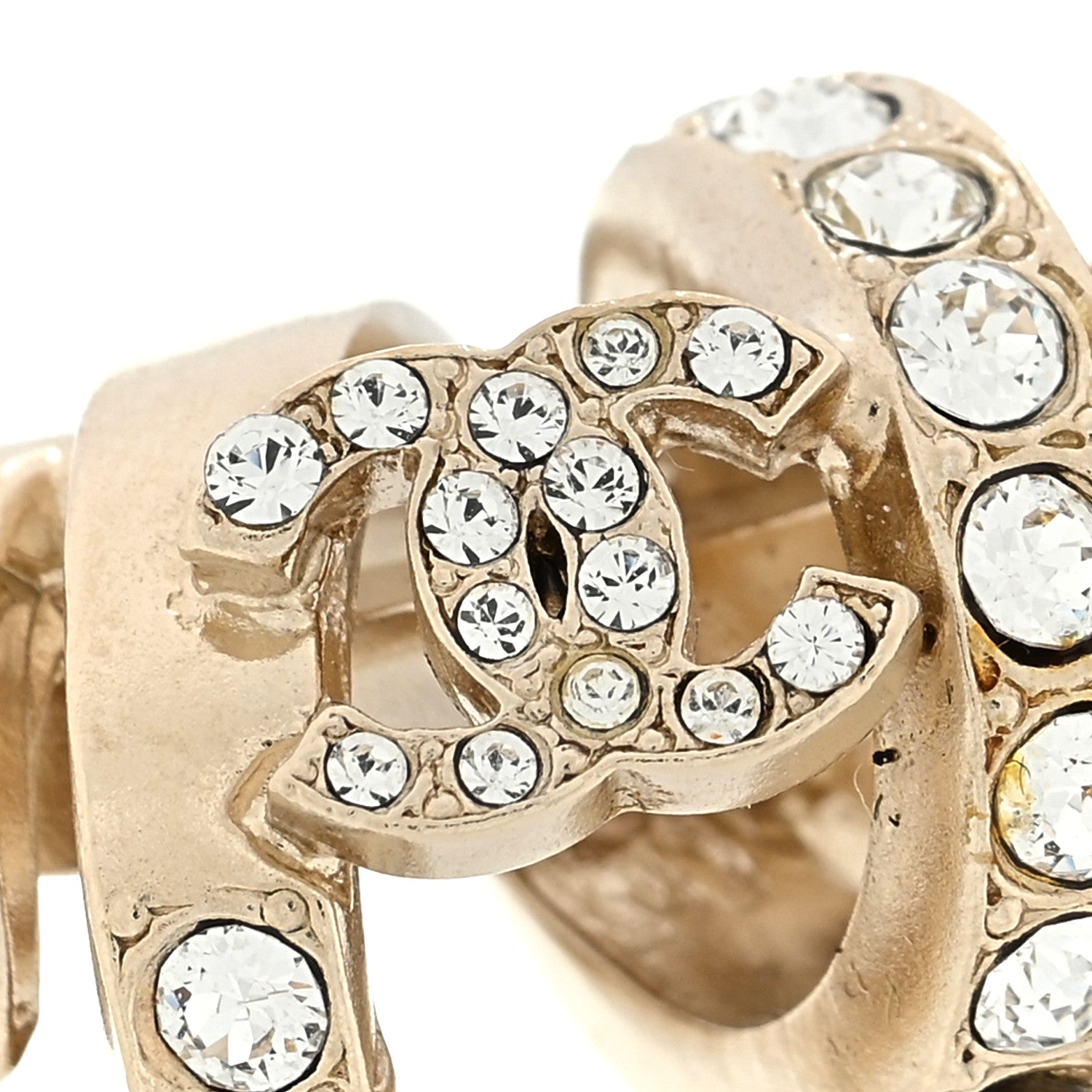 Chanel Crystal Pearl CC Ring 52/6 Gold 4 of 4