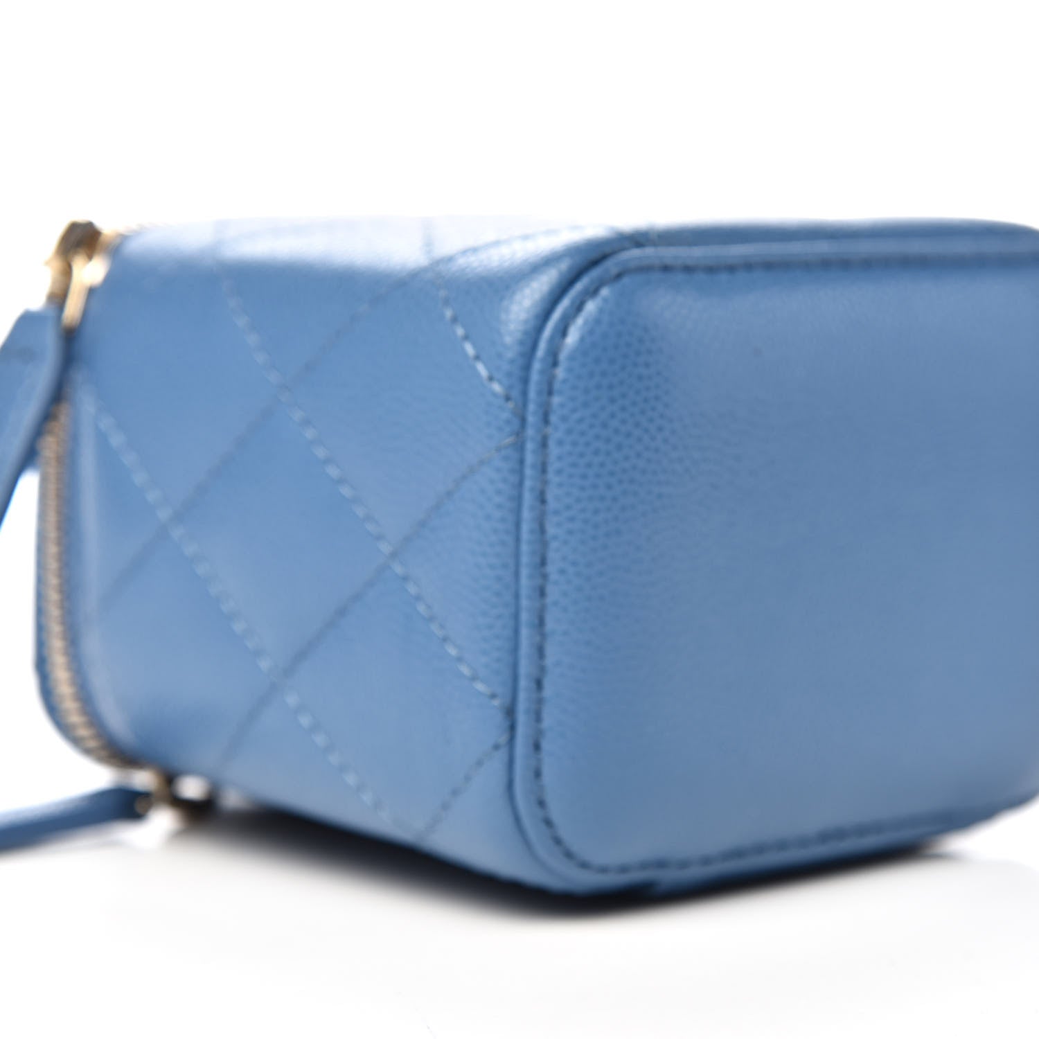 Chanel Caviar Quilted Mini Vanity Case With Chain Blue 8 of 11