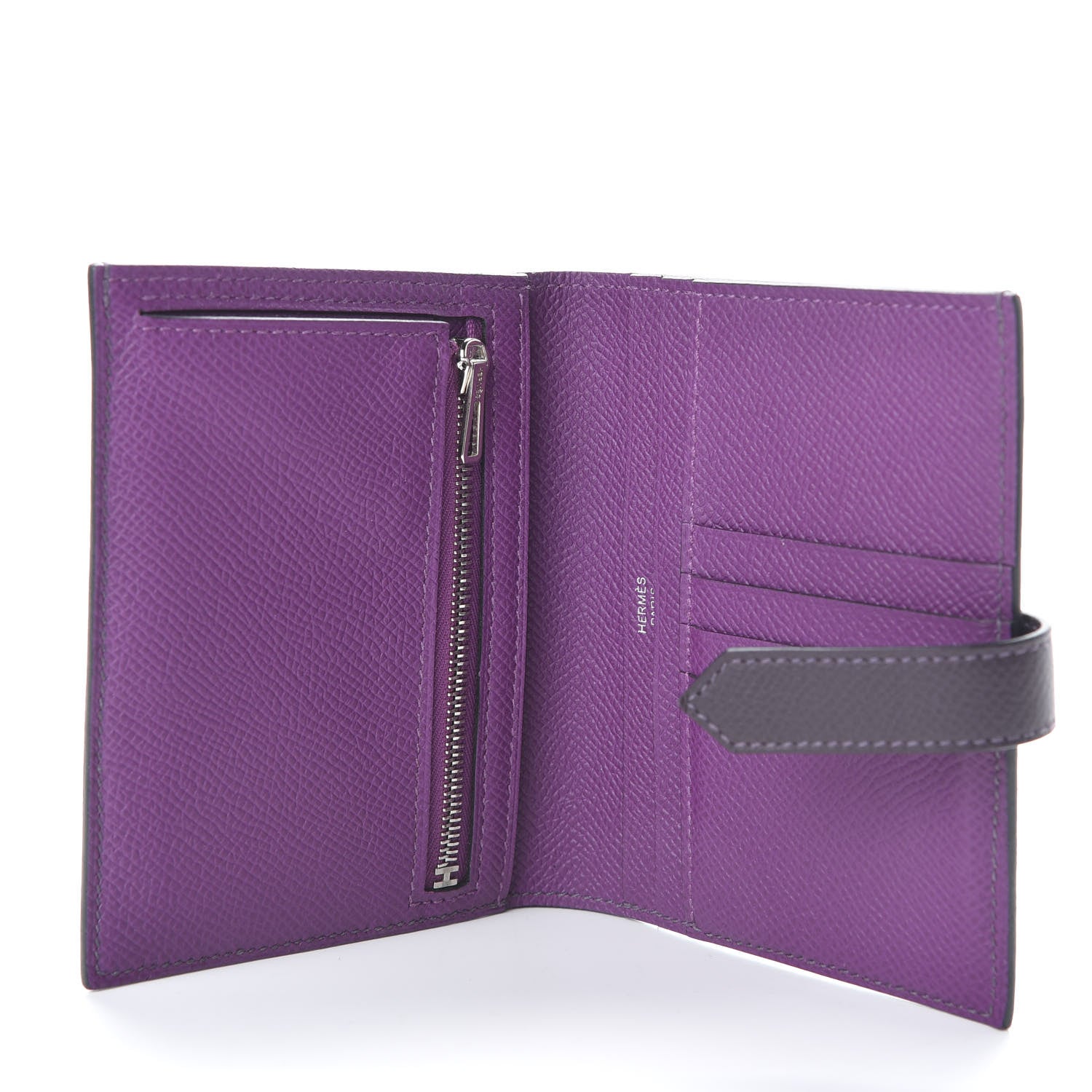 Hermes Epsom Bearn Verso Compact Wallet Raisin Anemone 5 of 7