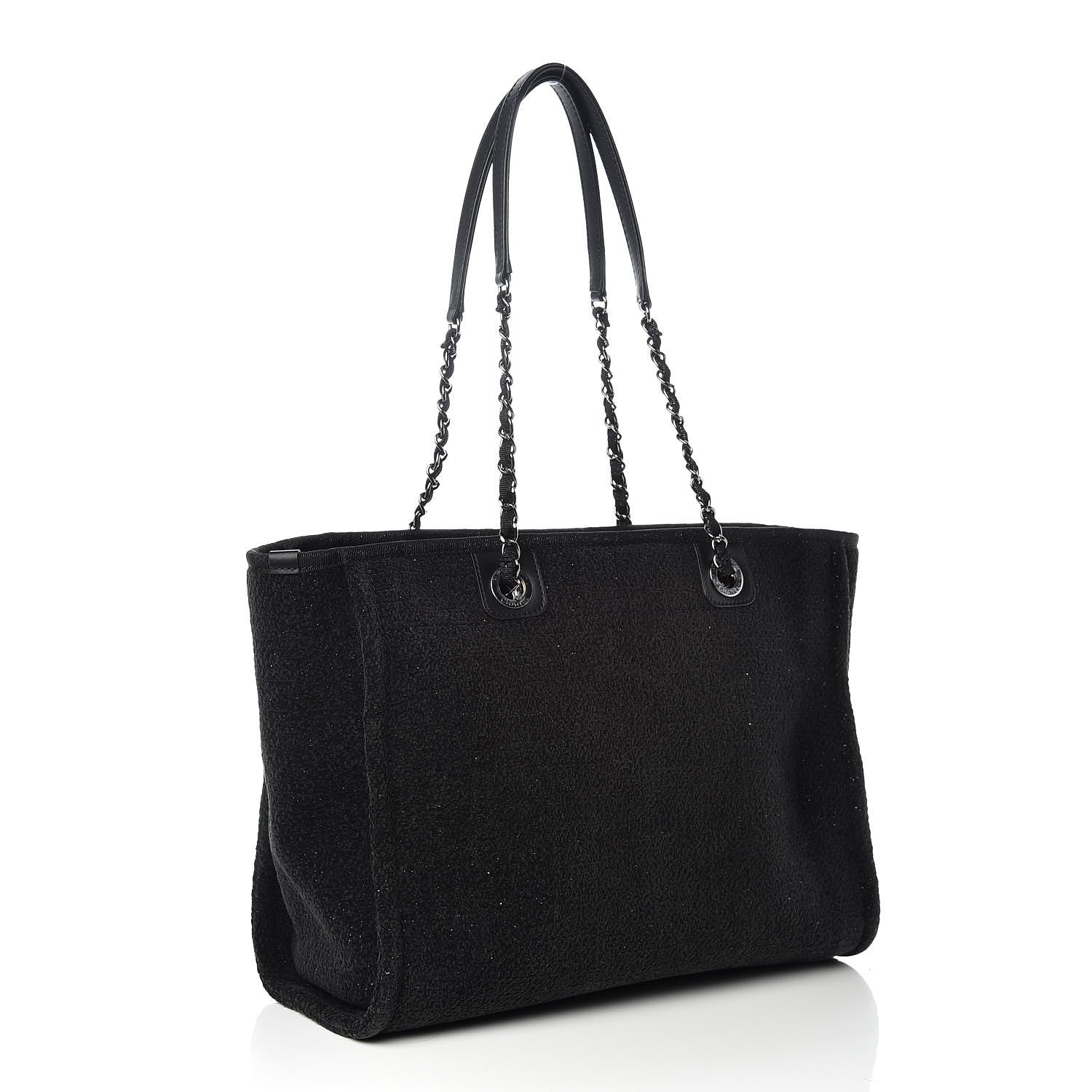 Chanel Lurex Boucle Small Deauville Tote Black 3 of 9