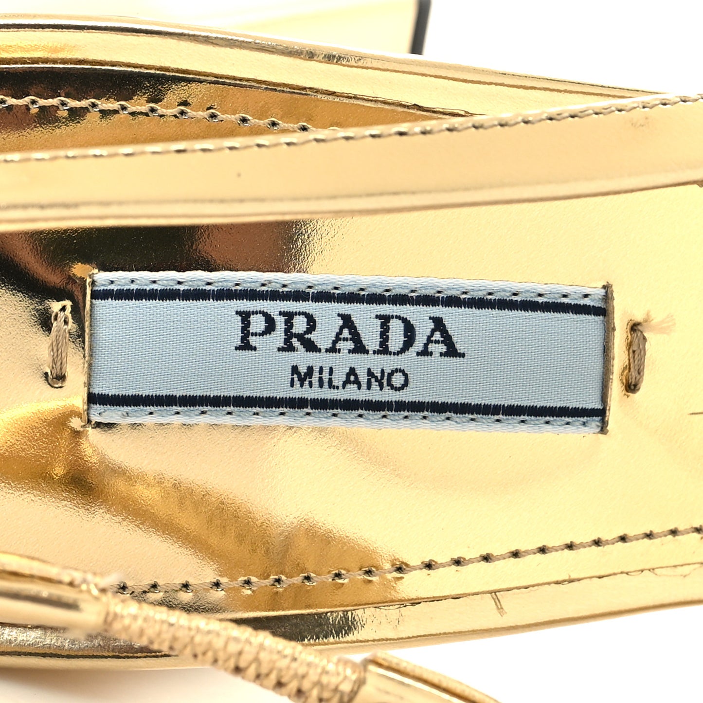 Metallic Patent Triangle Logo Slingback Pumps 38 Platino