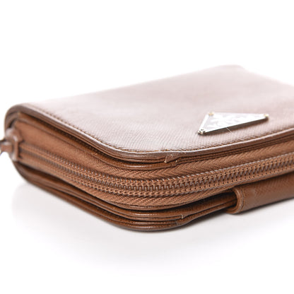 Prada Saffiano Compact Zip Around Wallet Cannella 11 of 15