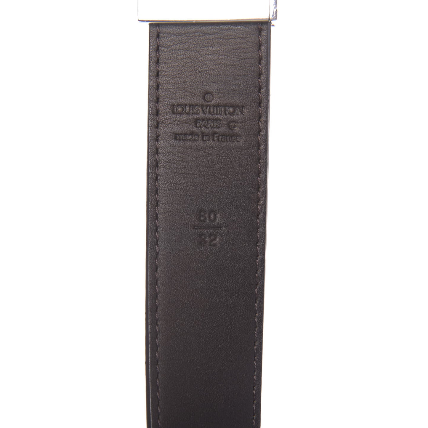 Damier Ebene LV Paris Buckle Belt 80 32 Silver