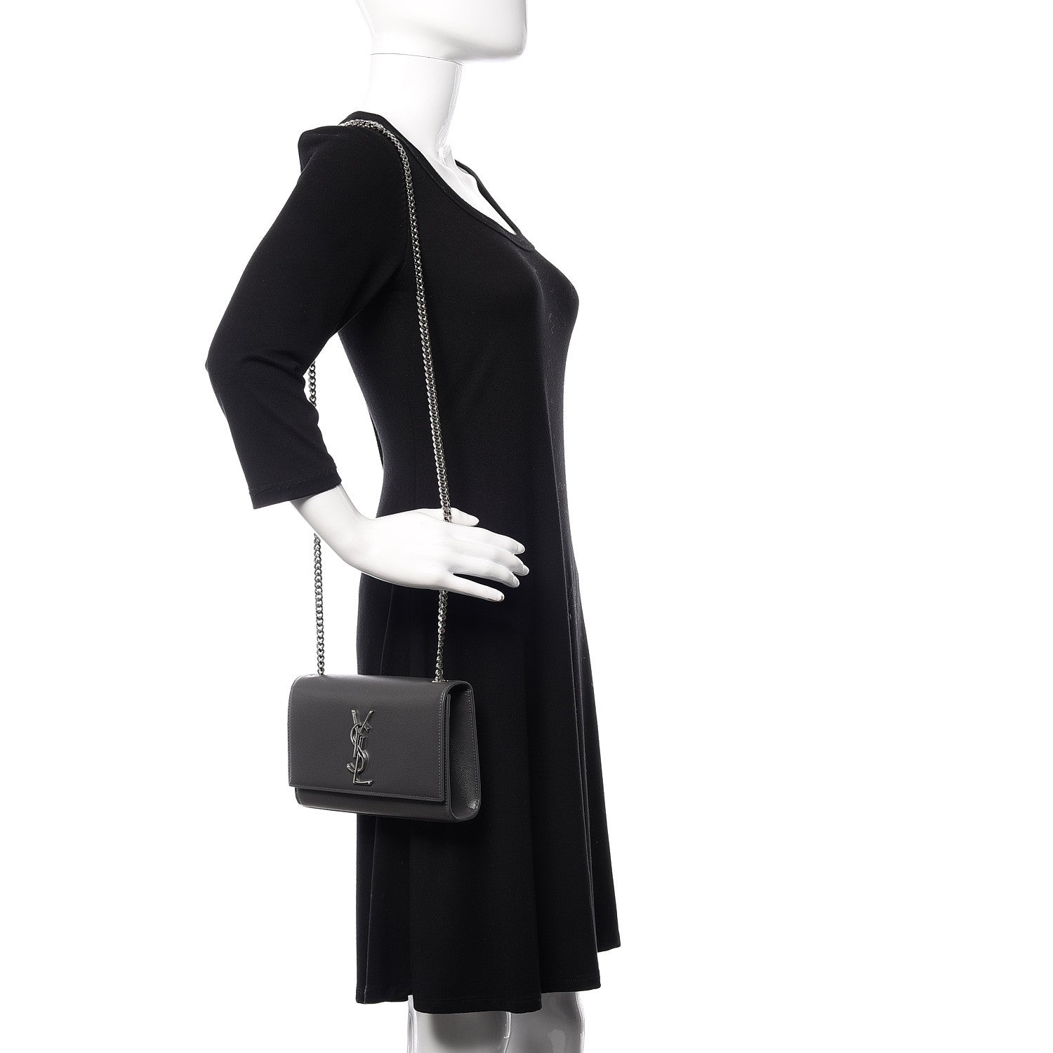 Saint Laurent Grain De Poudre Small Monogram Kate Satchel Storm 2 of 9
