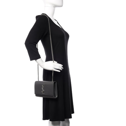 Saint Laurent Grain De Poudre Small Monogram Kate Satchel Storm 2 of 9