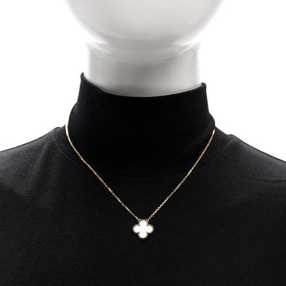 Van Cleef & Arpels 18K Yellow Gold Mother of Pearl Vintage Alhambra Pendant Necklace 2 of 4