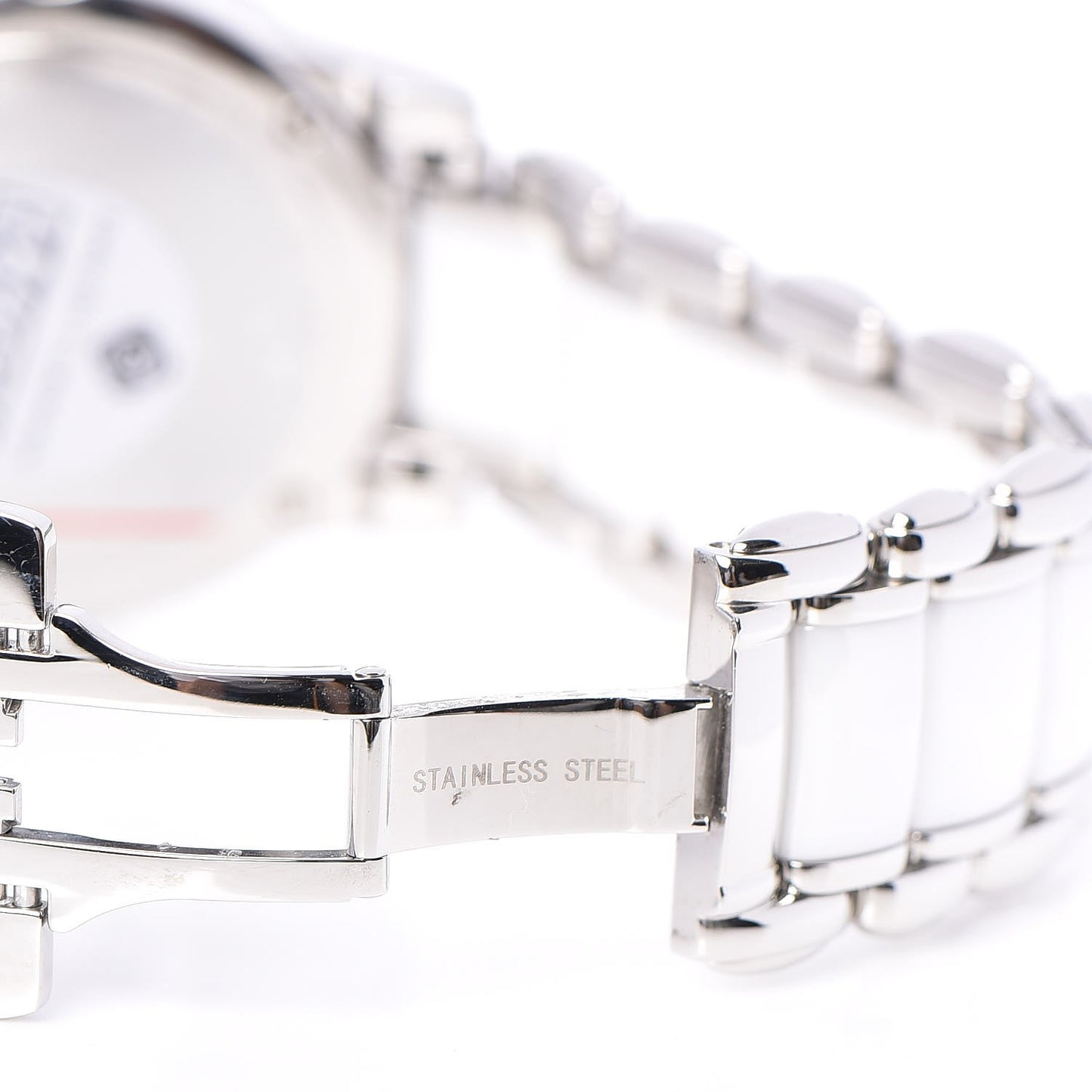 Stainless Steel Ceramic Diamond 38mm Classic Quartz Watch White