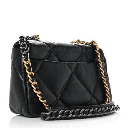 Chanel Shiny Goastskin Quilted Medium Chanel 19 Flap Black 2 of 9