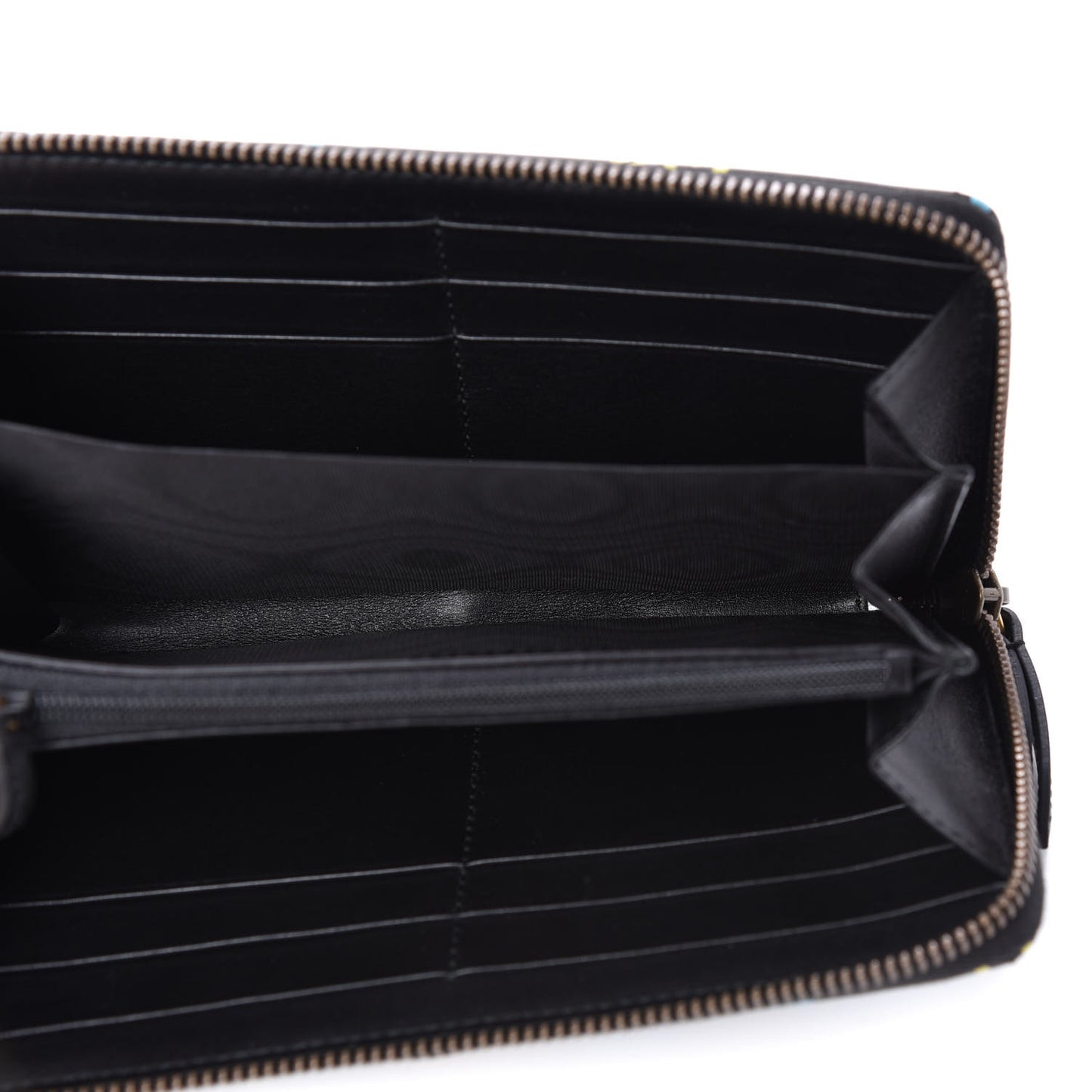 Calfskin Matelasse GucciGhost GG Marmont Zip Around Wallet Black New Acquamarine