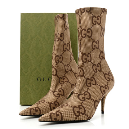 Balenciaga X GUCCI Jersey Maxi GG Monogram Crepe Knife Booties 37.5 Camel Ebony 8 of 8
