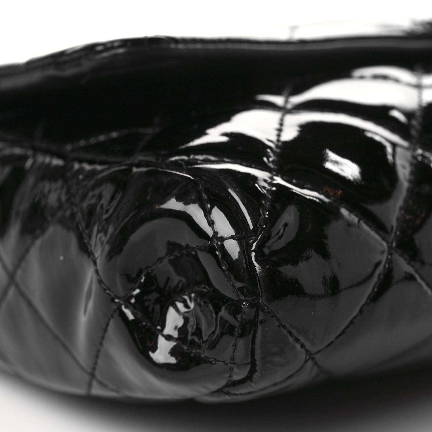 Patent Quilted Clutch with Chain Flap Black