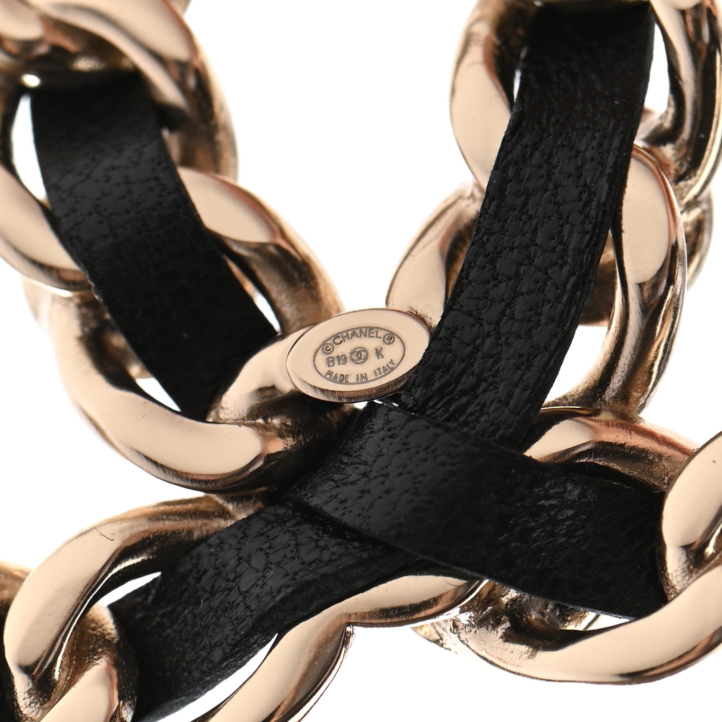 Lambskin Pearl CC Chain Brooch Black Gold