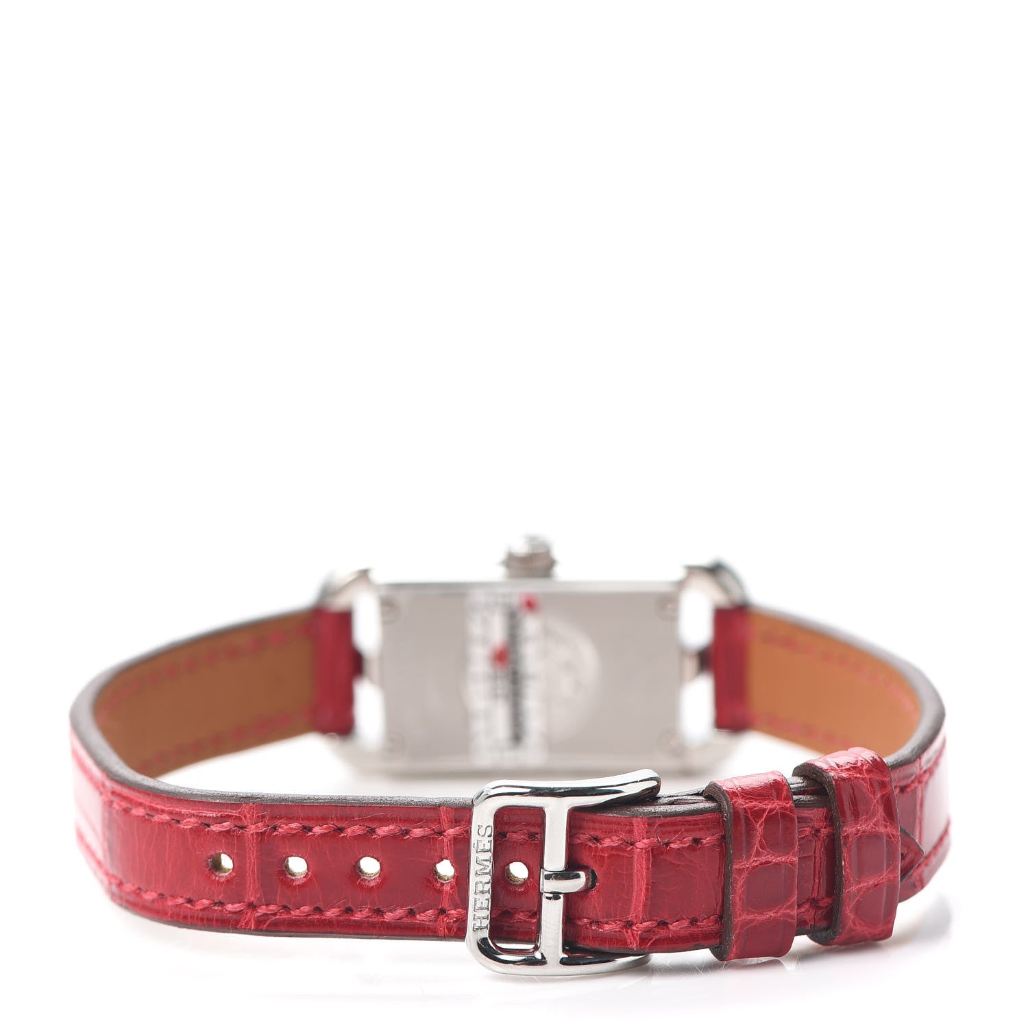 Hermes Stainless Steel Alligator Diamond 17mm Nantucket Jete De Diamants Quartz Watch Braise 3 of 5