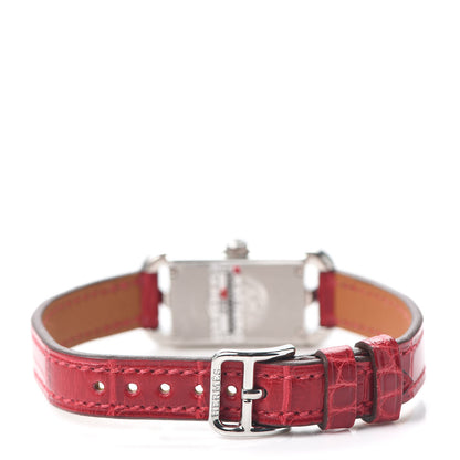 Hermes Stainless Steel Alligator Diamond 17mm Nantucket Jete De Diamants Quartz Watch Braise 3 of 5