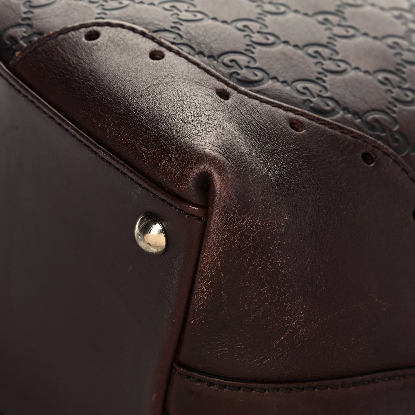 Guccissima Large Punch Tote Chocolate Brown