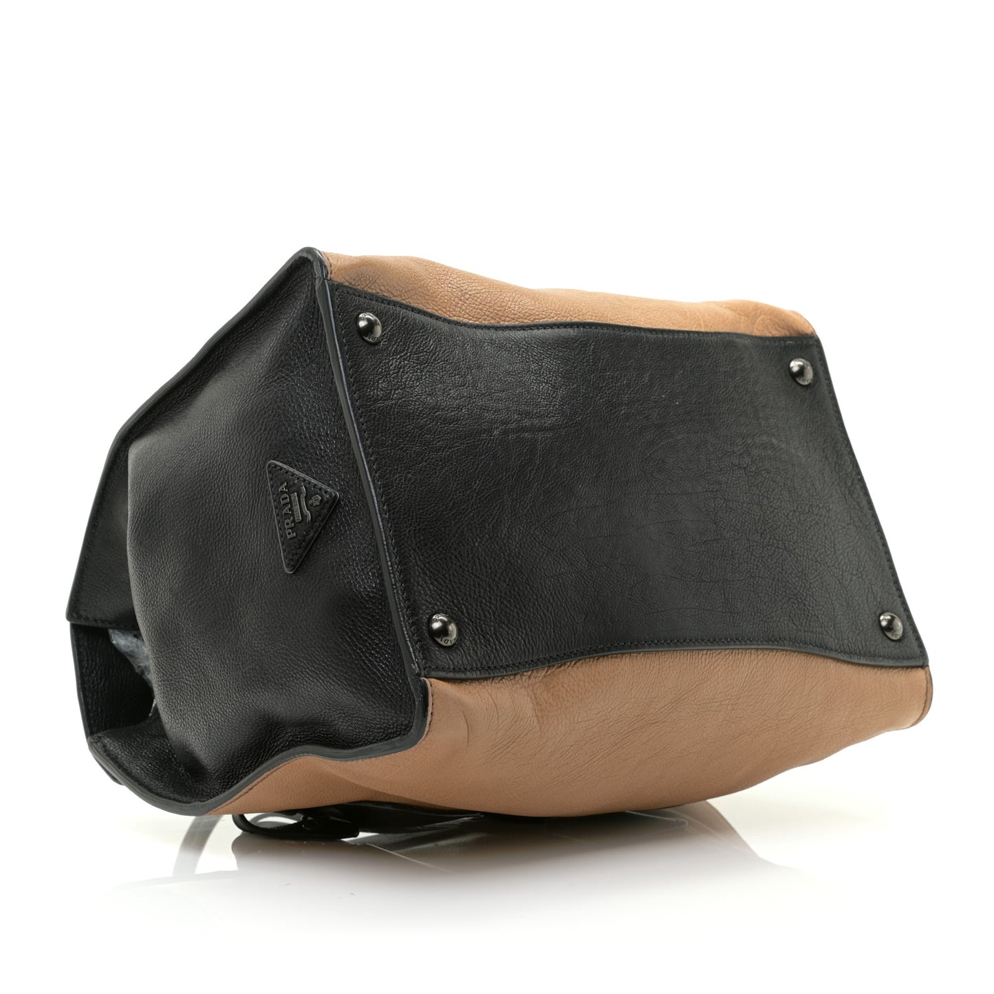 Glace Calf Large Twin Pocket Tote Naturale Black