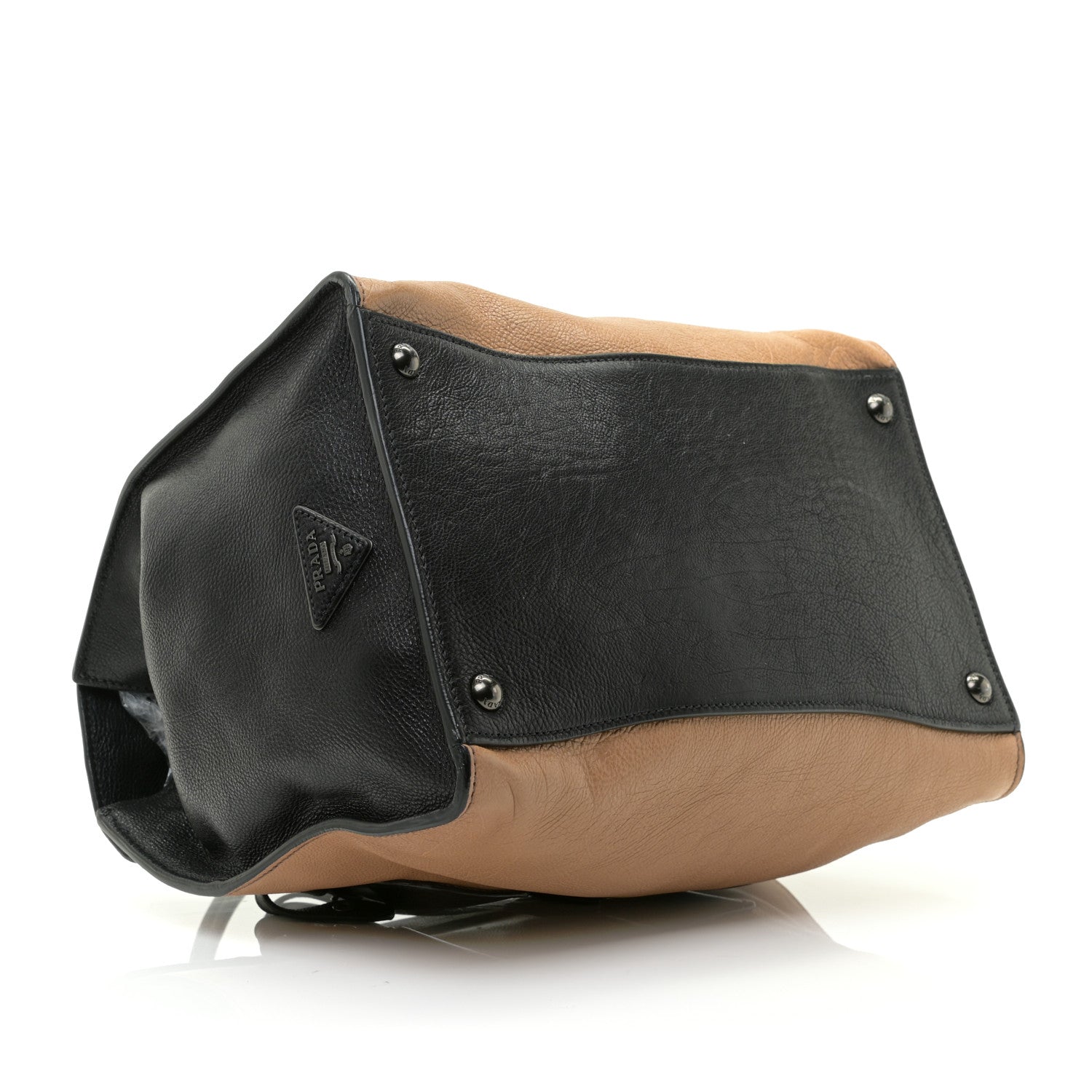 Prada Glace Calf Large Twin Pocket Tote Naturale Black 4 of 12
